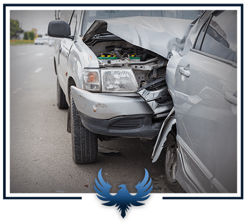 Two cars after a rear end accident