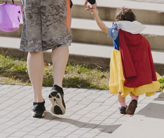 Child and Parent Trick or Treating