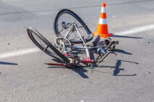 bike crashed in road